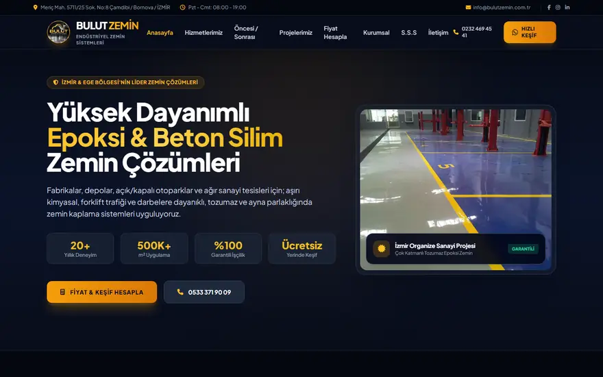 Bulut Zemin web sitesi masaüstü görünümü