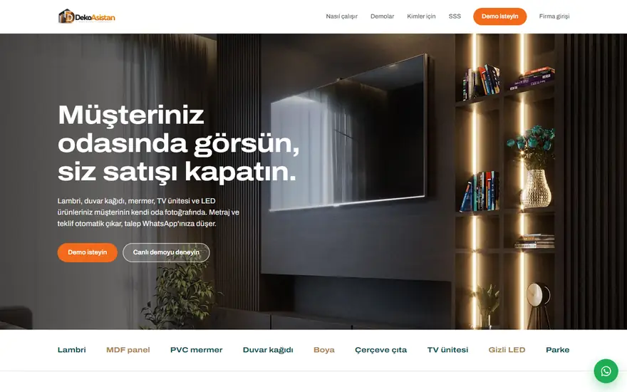 DekoAsistan oda görselleştirme ekranı