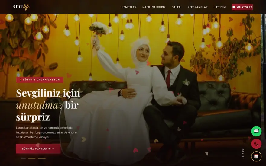 Ourlife Organizasyon web sitesi masaüstü görünümü