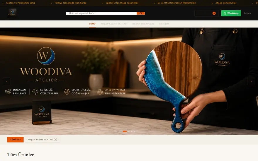 Woodiva Atelier web sitesi masaüstü görünümü